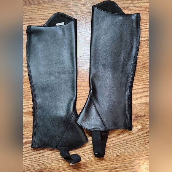 NWT Black Leather Huntley Equestrian Ultra Soft Half Chaps Unisex Size Small - Picture 12 of 16